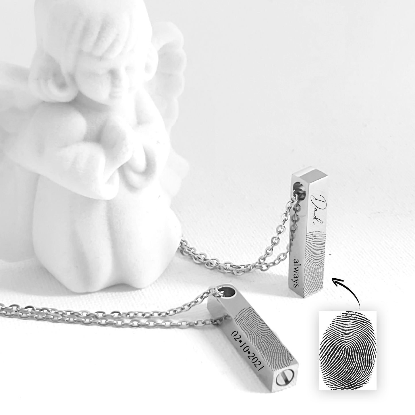 Custom thumbprint urn bar necklace for human ashes. - mobimomentos