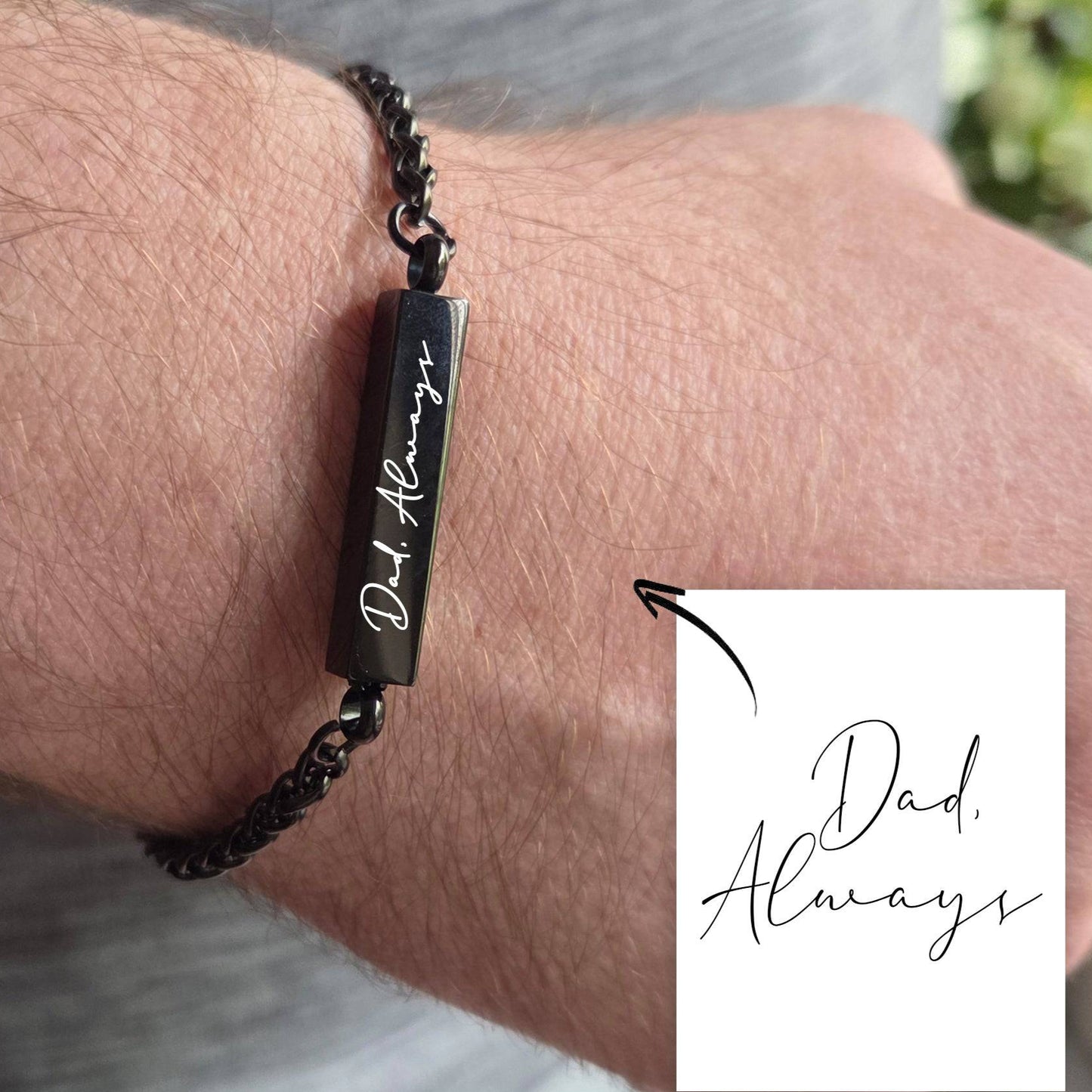 Custom handwriting bar urn bracelet for ashes. - mobimomentos