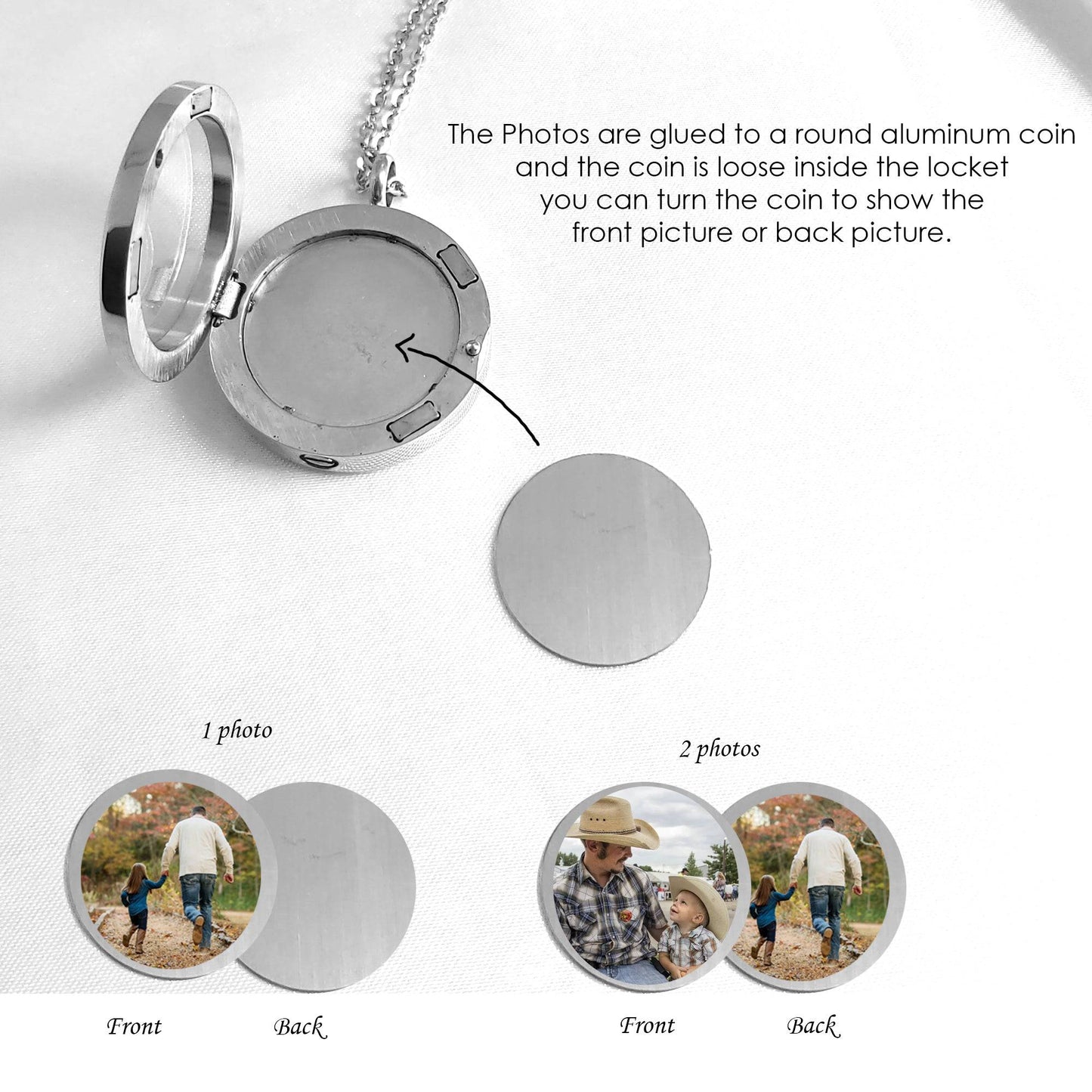Memorial handwriting locket with photos and urn for ashes. - mobimomentos
