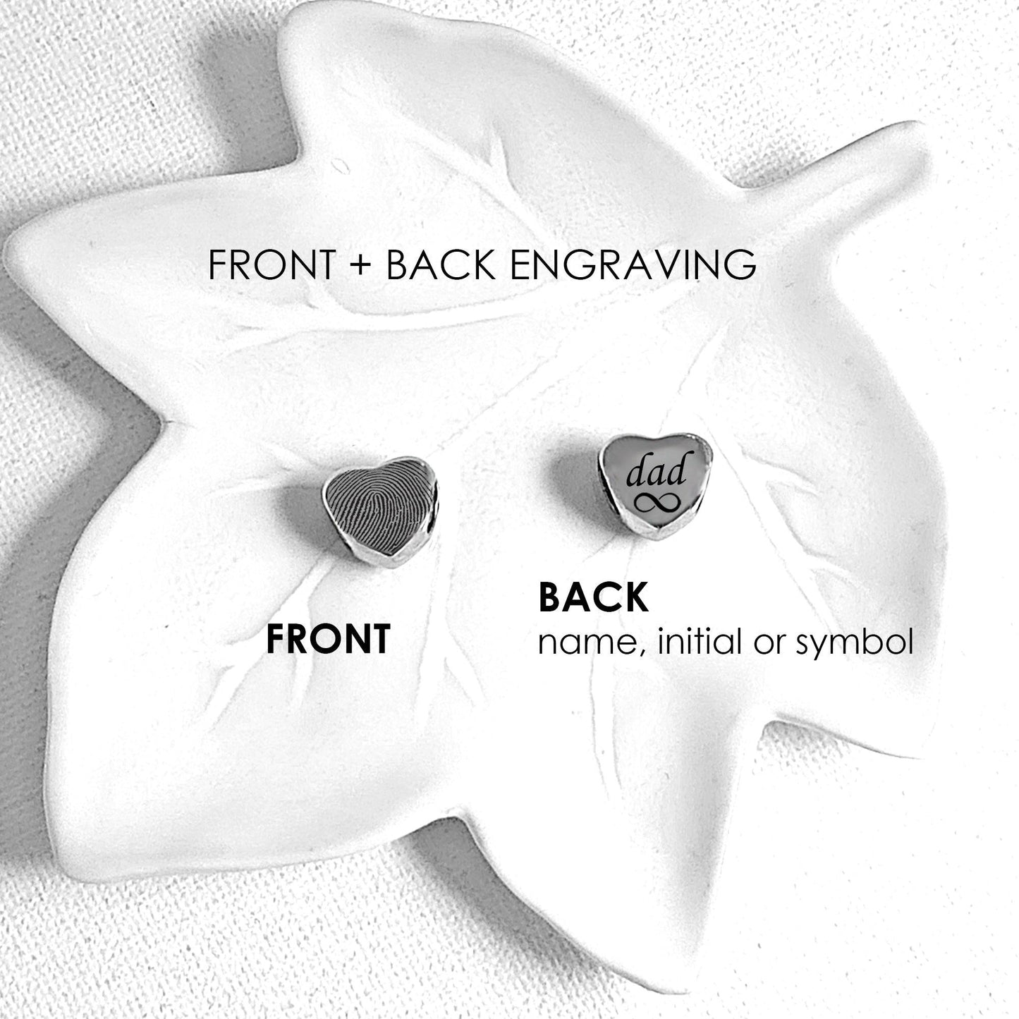Engraved thumbprint heart charm for bracelet. - mobimomentos