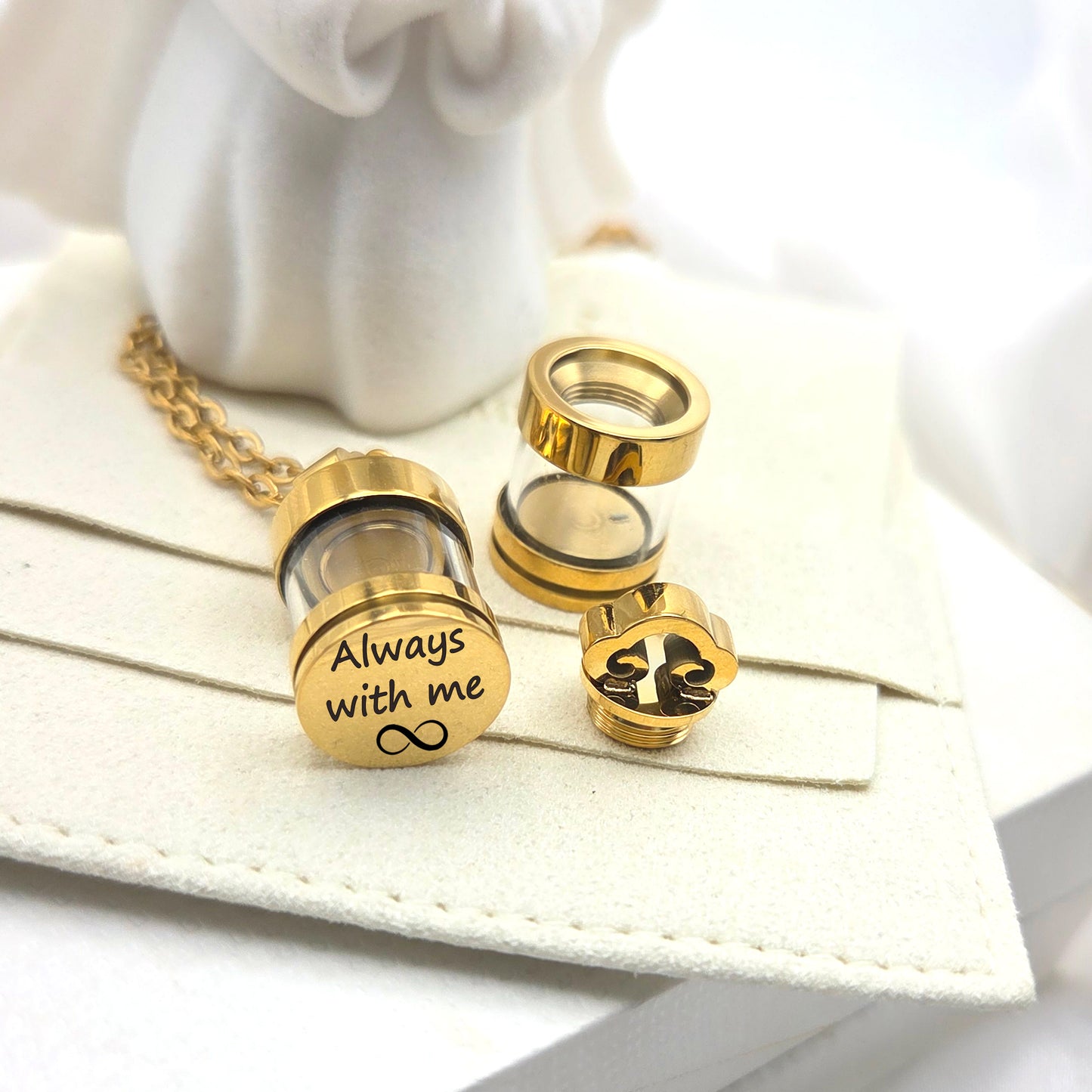 Personalized cremation urn necklace for pet ashes and hair