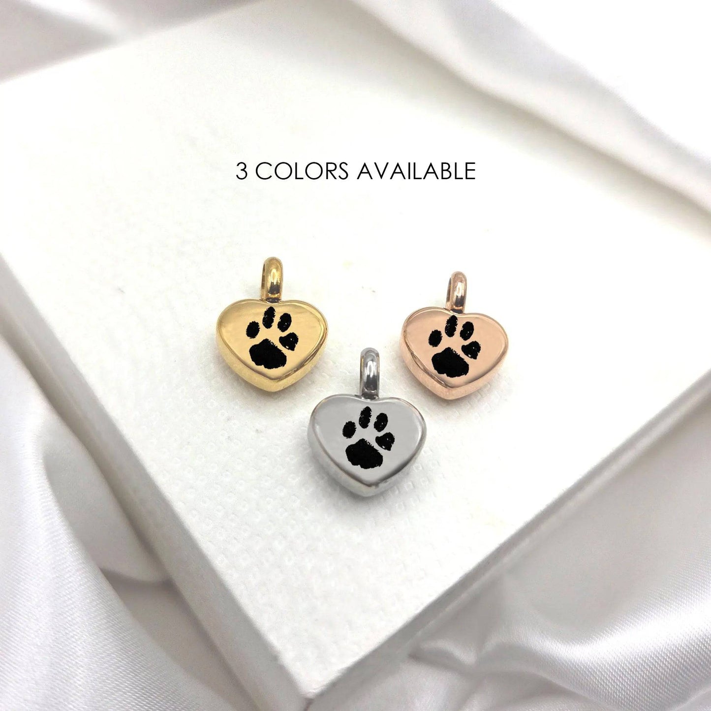 Custom paw print heart urn charm for bracelet for ashes. - mobimomentos