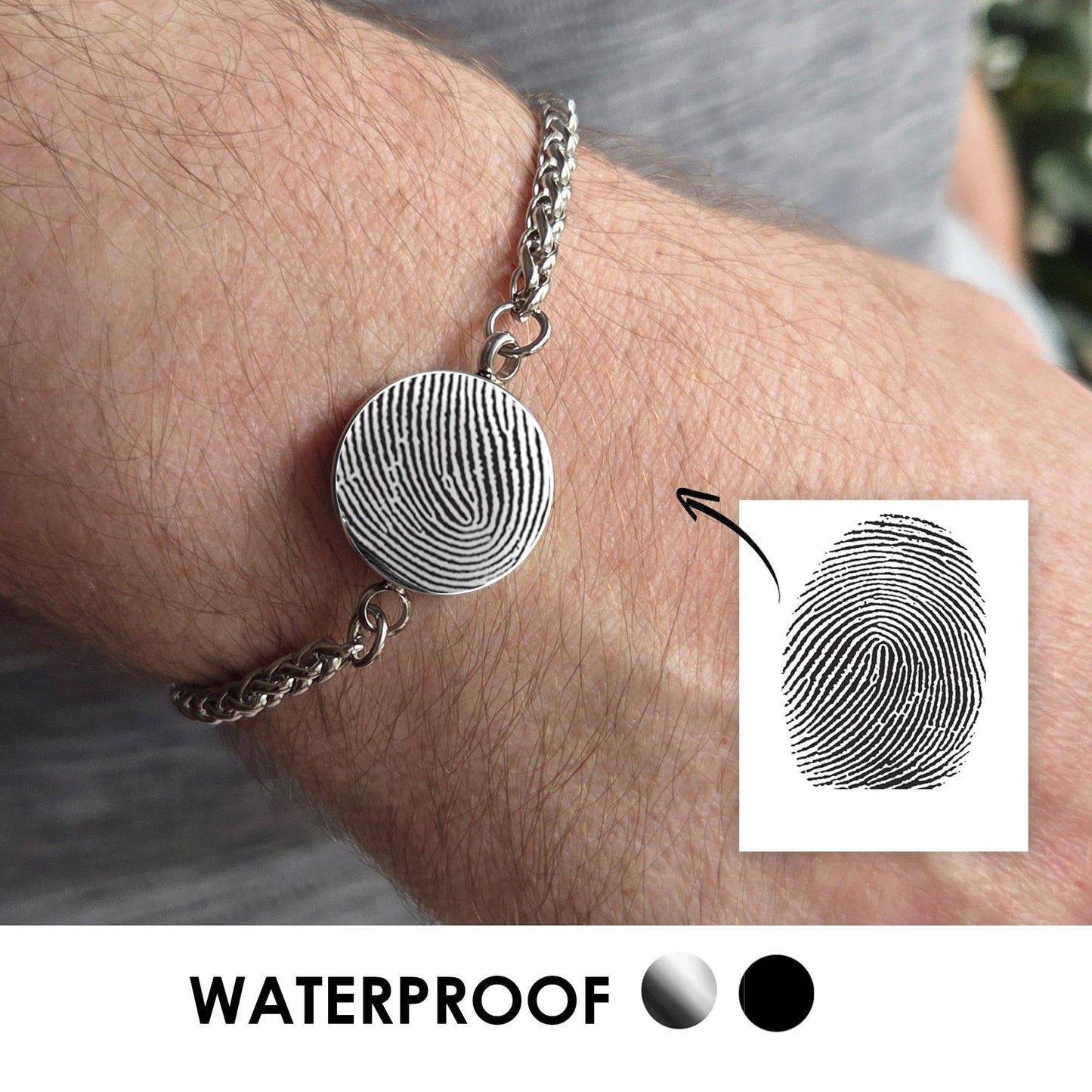 Thumbprint round urn bracelet for ashes. - mobimomentos