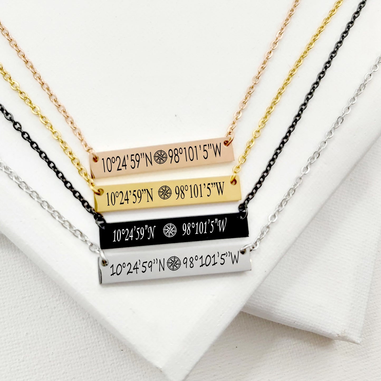 Custom coordinates bar necklace