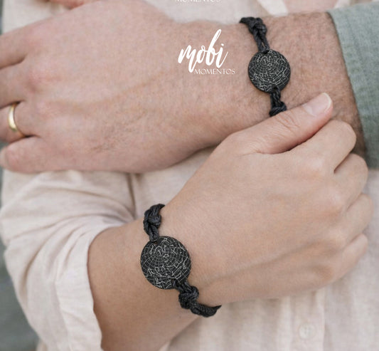 Bracelet en cuir personnalisé avec carte des étoiles pour femme