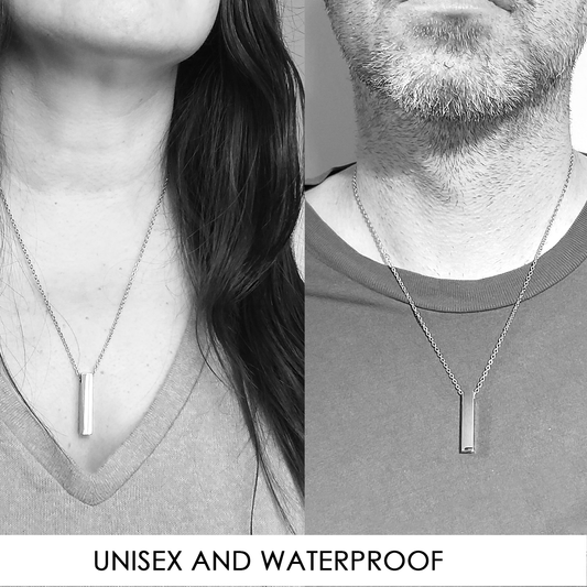 Personalized cremation bar urn necklace for ashes. - mobimomentos