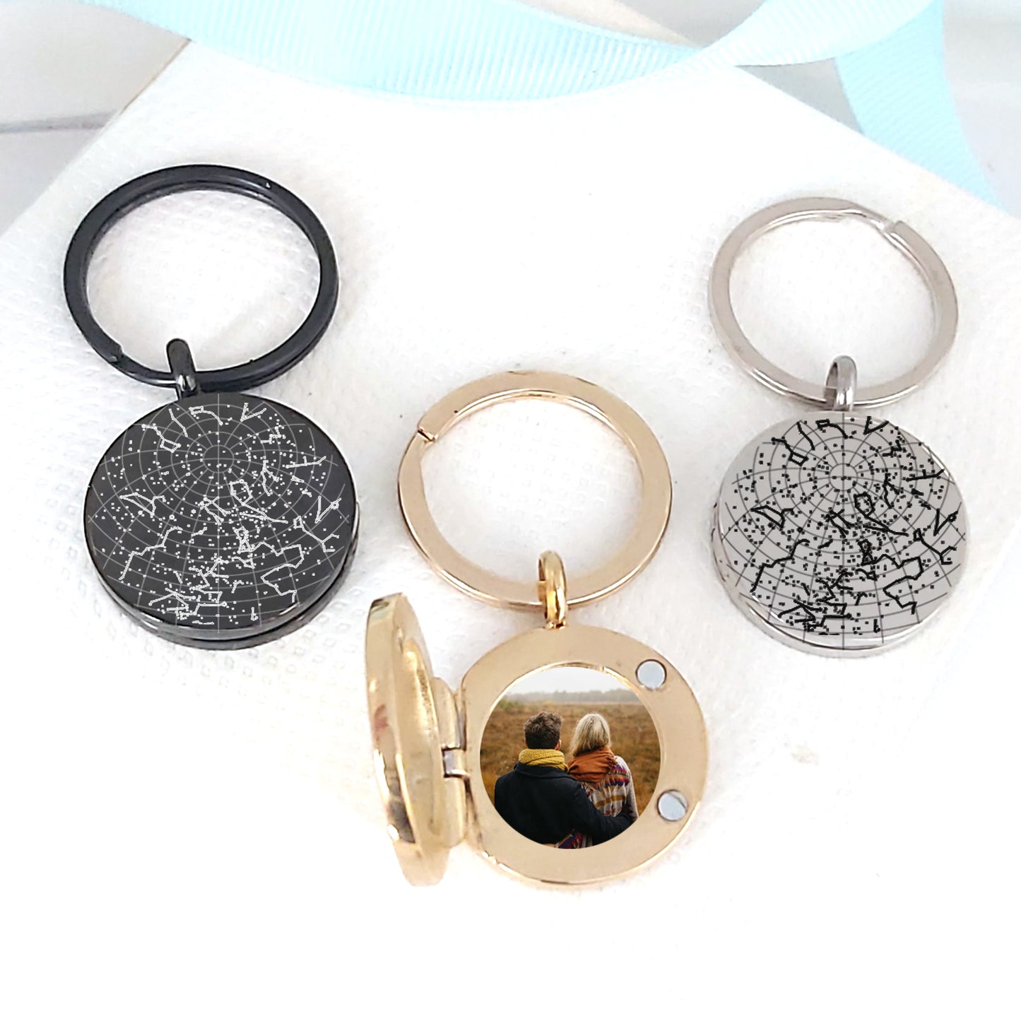 Anniversary star map keychain locket the day you met.