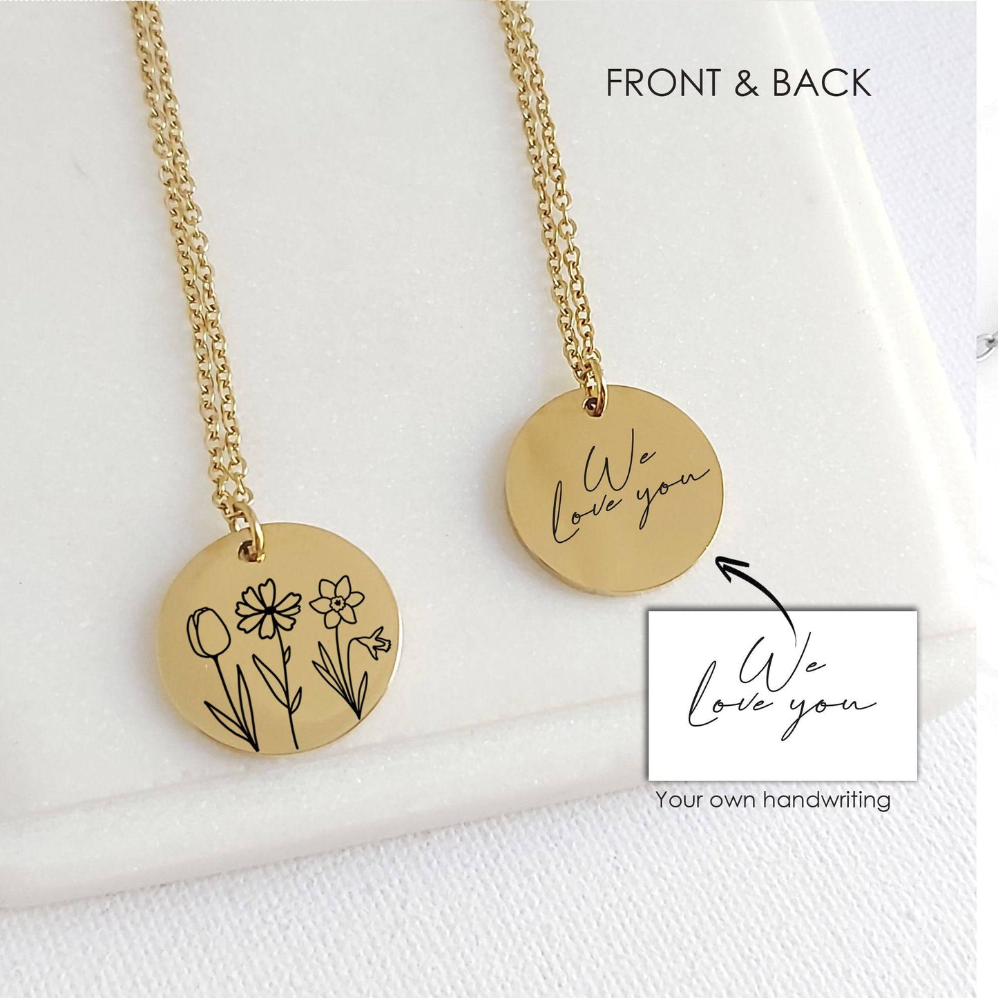Personalized birth flower necklace for woman. - mobimomentos