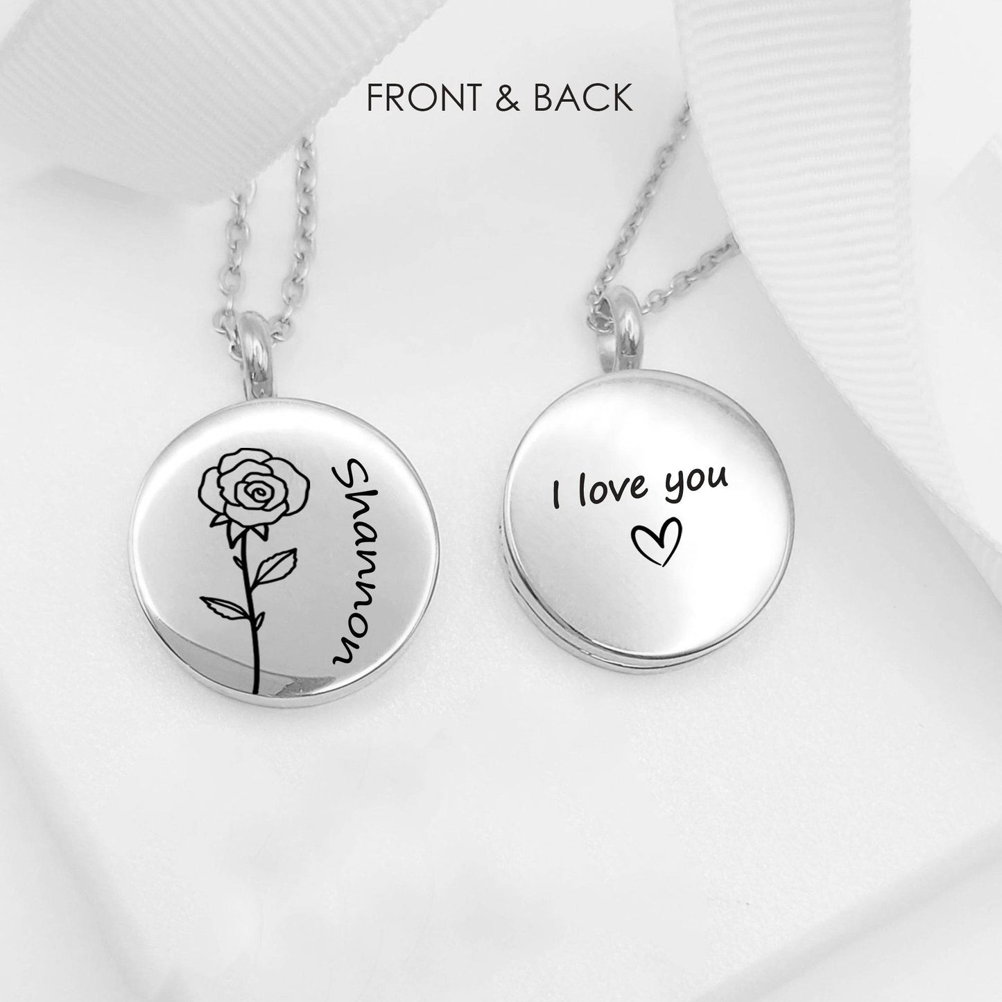Personalized locket for kids with birth flower and name - mobimomentos