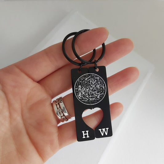 Custom star map matching set keychain