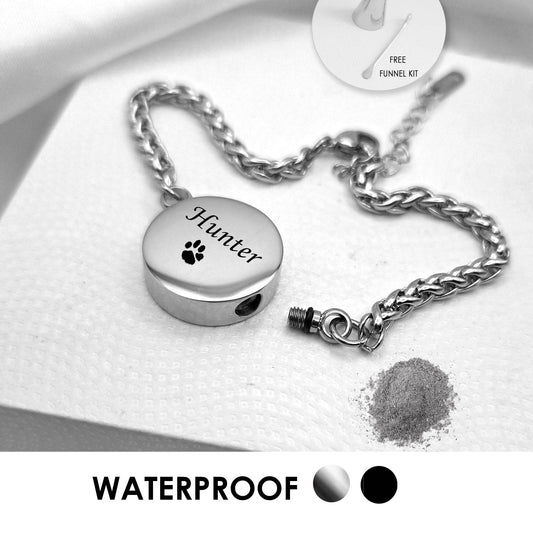 Personalized round urn bracelet for ashes. - mobimomentos