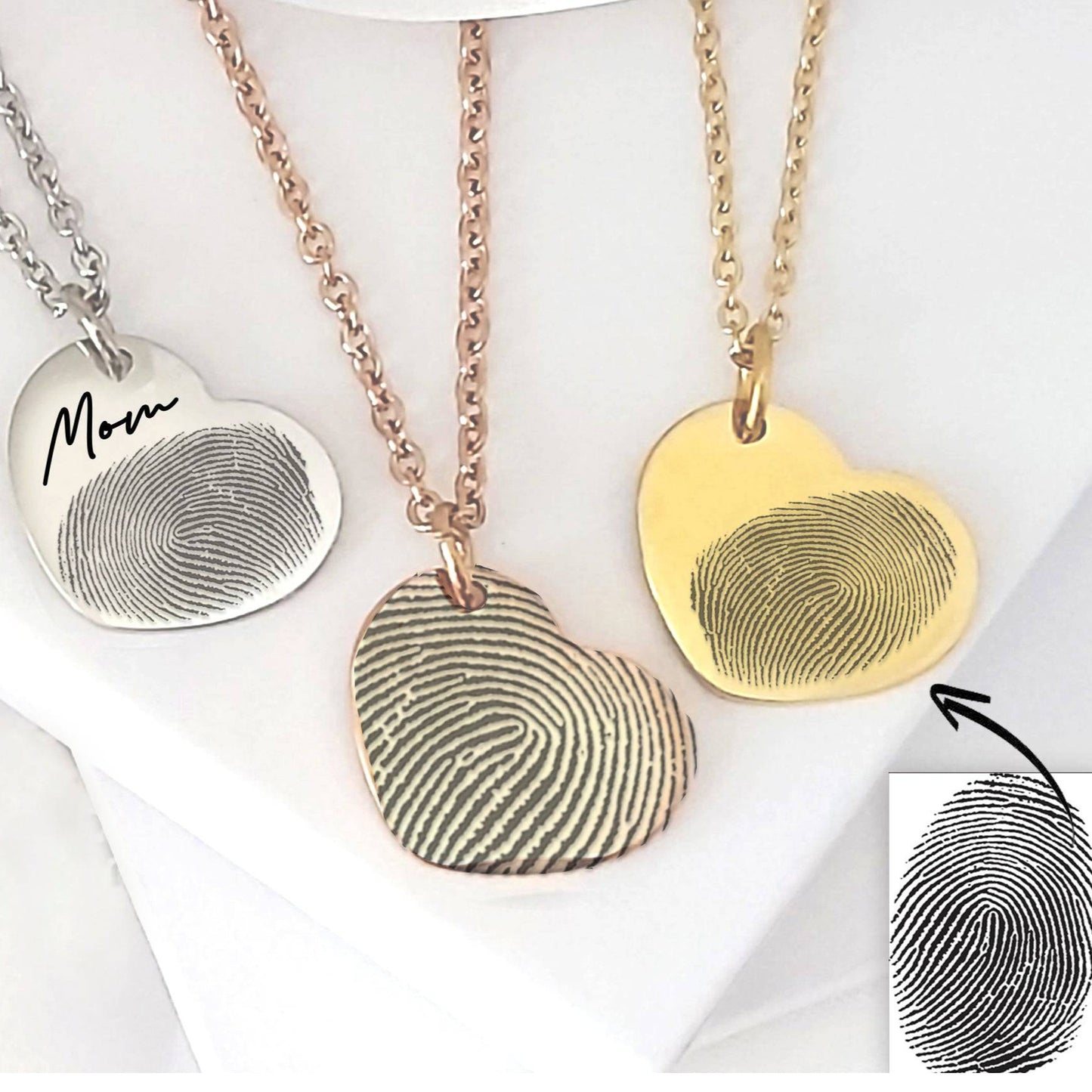 Custom thumbprint heart necklace for her - mobimomentos