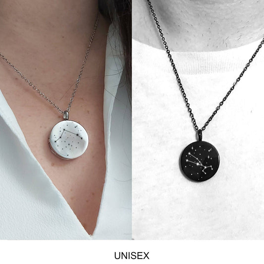 Constellation Zodiac locket necklace custom engraved. - mobimomentos