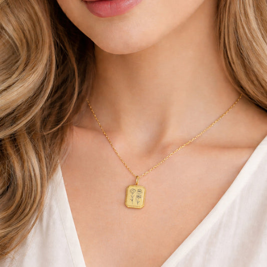 Personalized two birth flower necklace for mom and best friends.