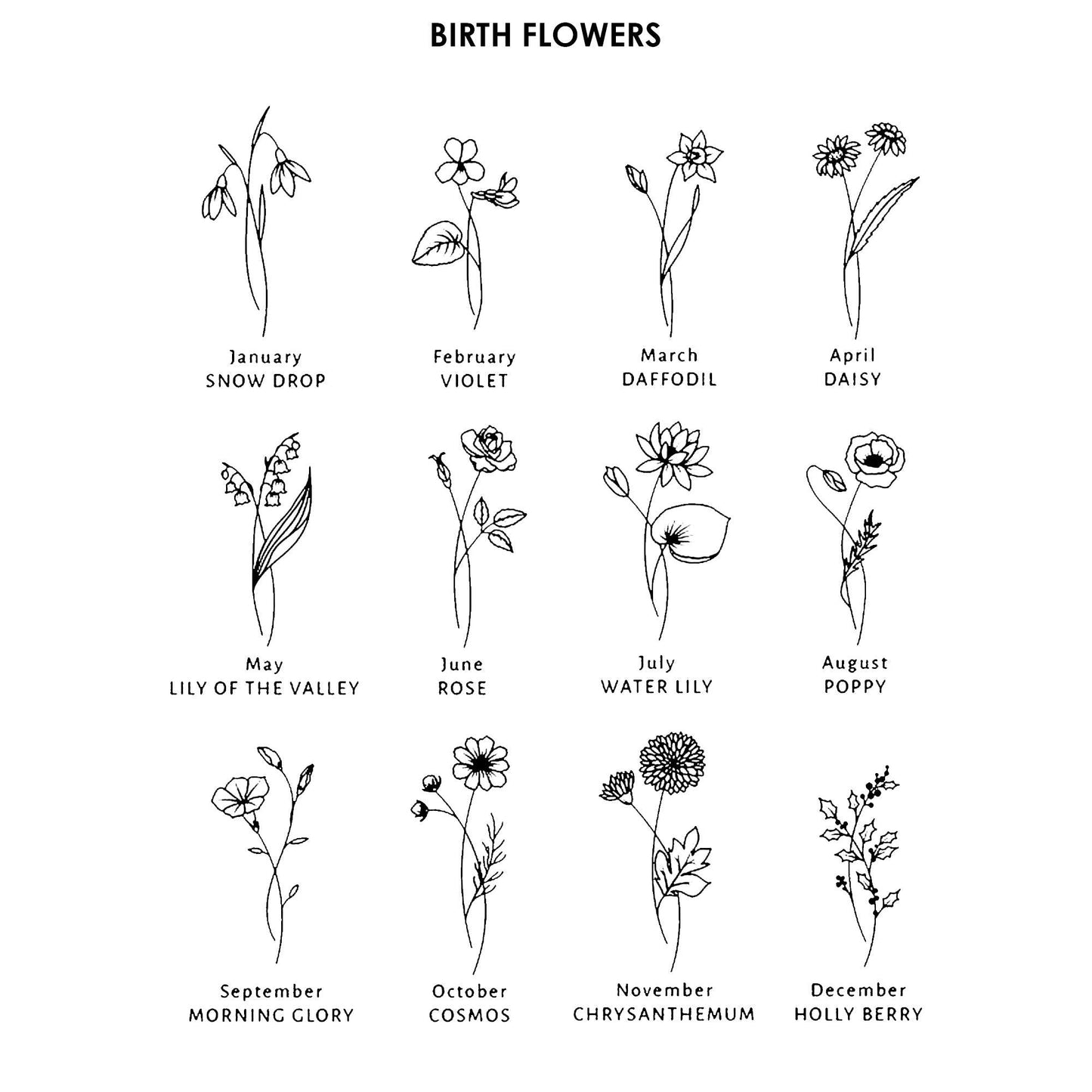 Personalized birth flower necklace with birthstone - mobimomentos