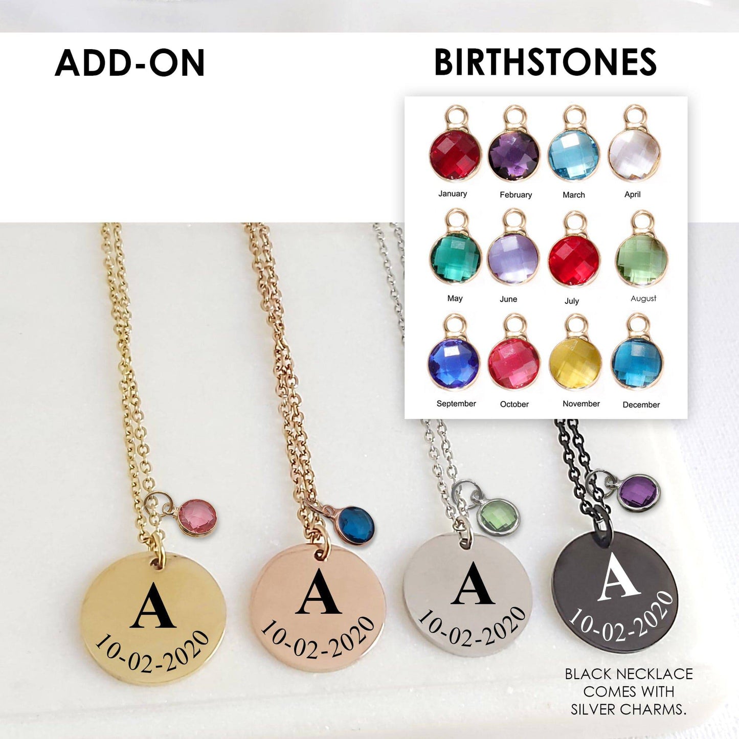 Engraved Initial necklace with date for her and him. - mobimomentos