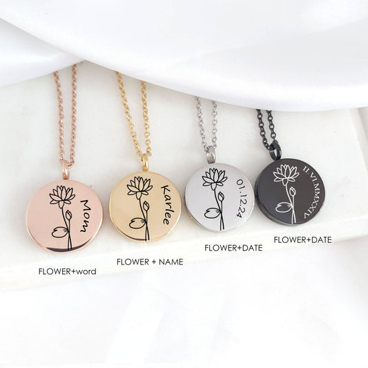 Personalized locket for kids with birth flower and name - mobimomentos