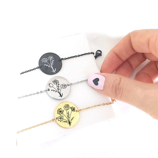 Custom Birth flower bouquet bracelet. - mobimomentos