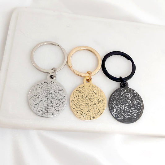 Personalized Star Map Keychain for Dad, Custom Birth Sky Map Gift, First Time Dad Gift, Father’s Day Grandpa Keychain, Baby Birth Keepsake