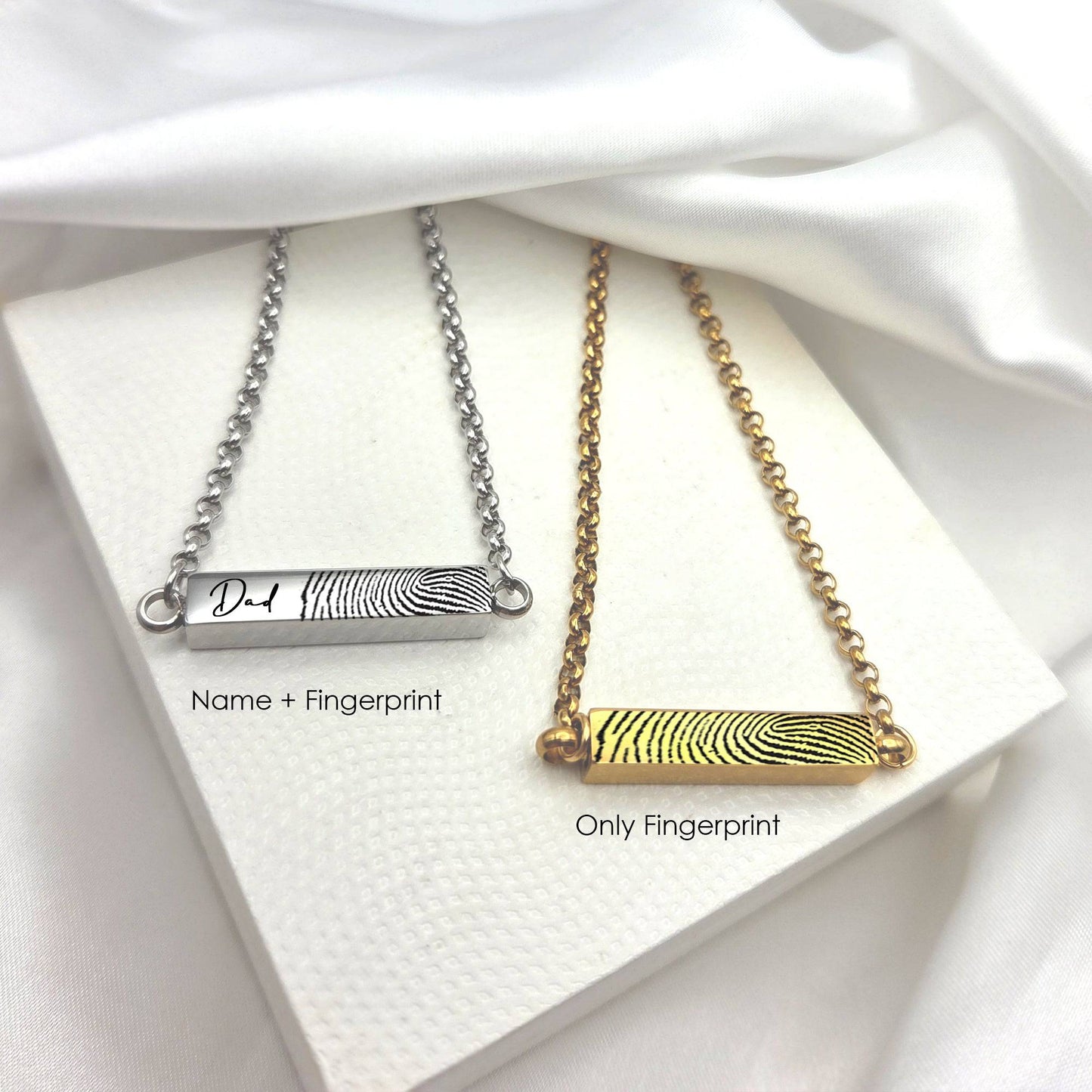 Custom thumbprint urn bar necklace for human ashes. - mobimomentos