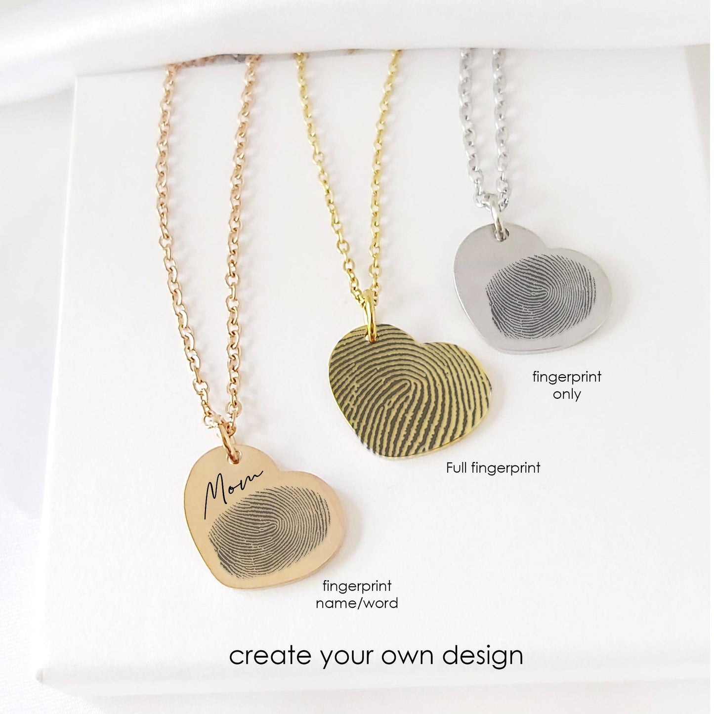 Custom thumbprint heart necklace for her - mobimomentos
