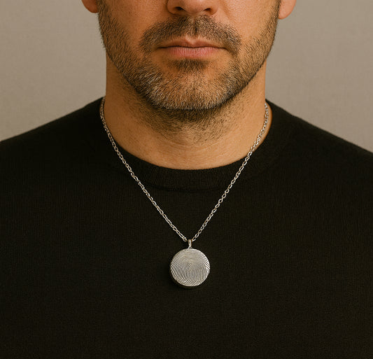 Actual thumbprint urn necklace for human ashes.