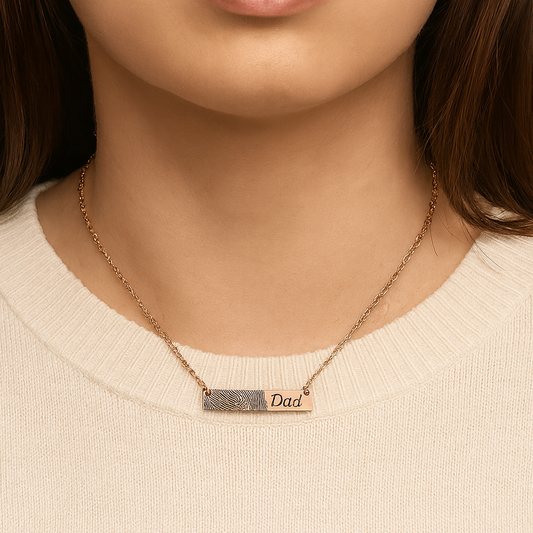 Custom thumbprint bar necklace
