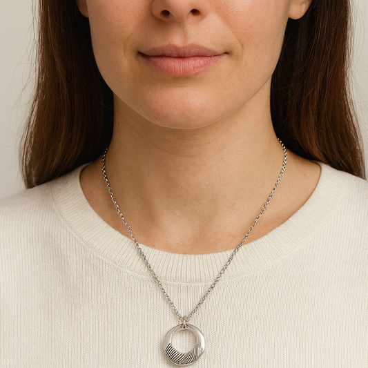 Custom thumbprint Infinity urn necklace for human ashes.