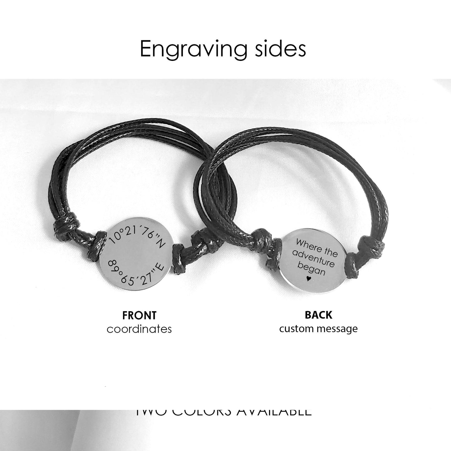 Custom coordinates leather bracelet - mobimomentos