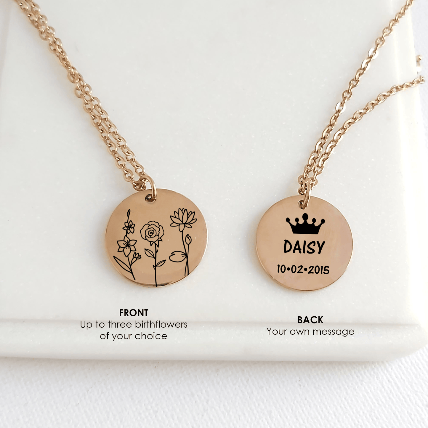 Personalized birth flower necklace for woman. - mobimomentos
