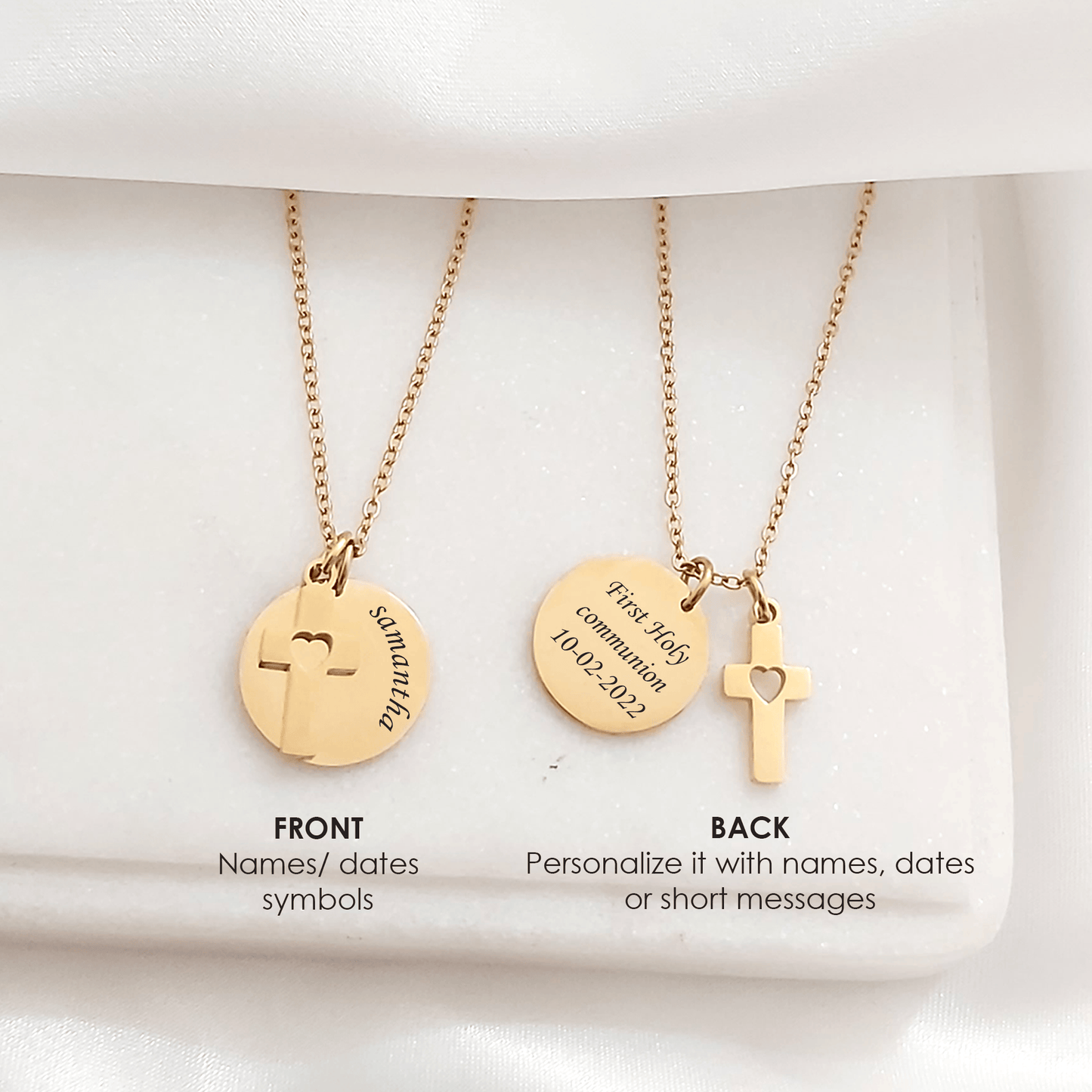 Personalized name necklace with cross for girls - mobimomentos