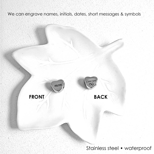 Engraved heart charm bead for bracelet - mobimomentos