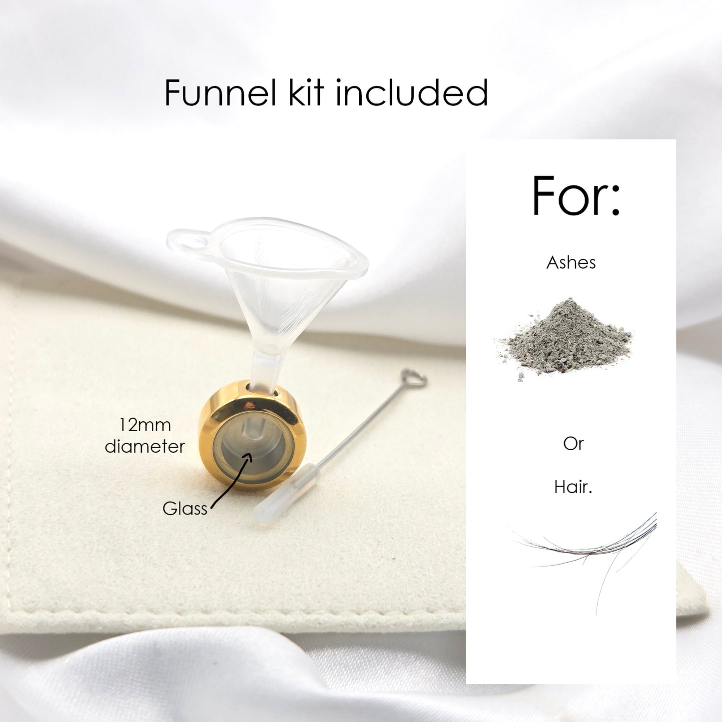 Personalized cremation urn necklace for human ashes or hair.