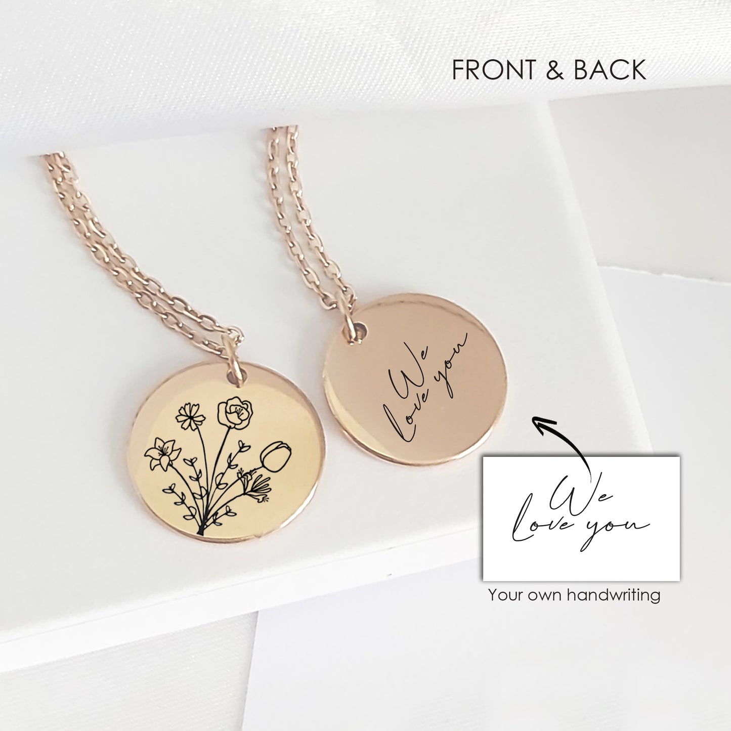 Personalized birth flower bouquet necklace for mom and grandma