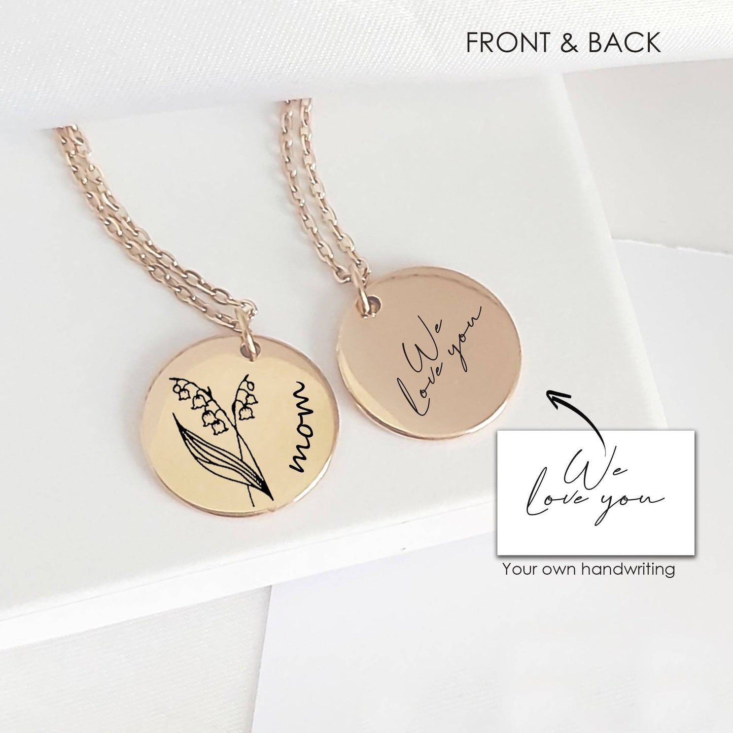 Personalized birth flower necklace with name. - mobimomentos