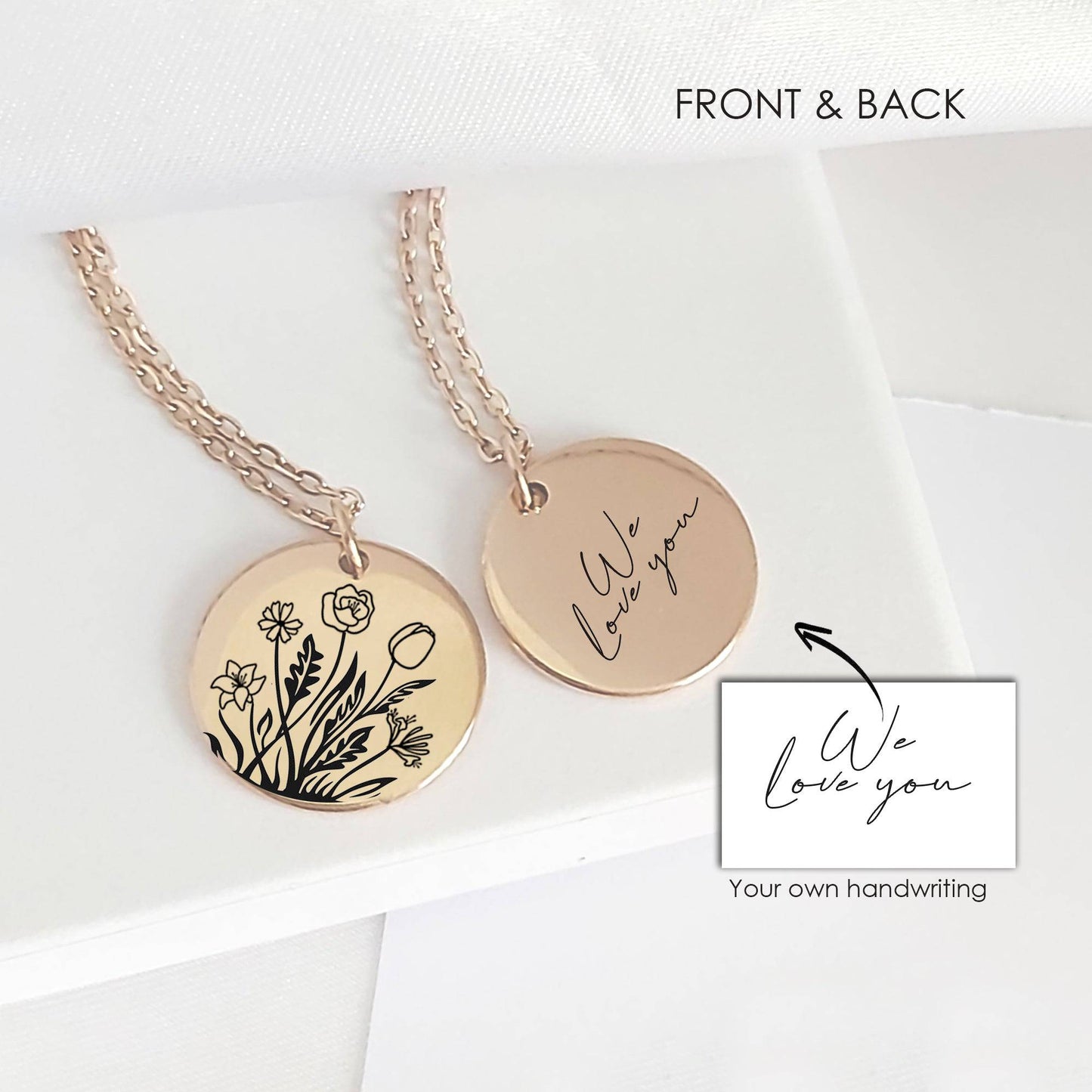 Custom birth flower bouquet necklace for mom. - mobimomentos