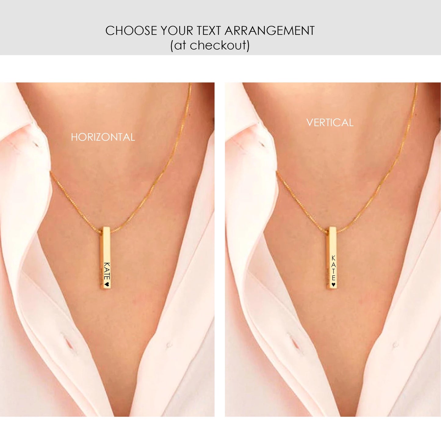 Four side bar necklace engraved for her and him