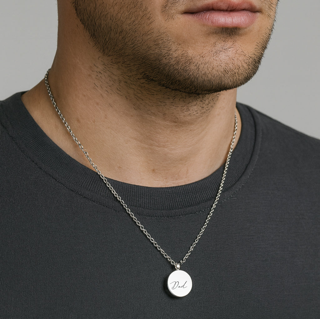 Custom handwriting urn necklace for human ashes for her and him.