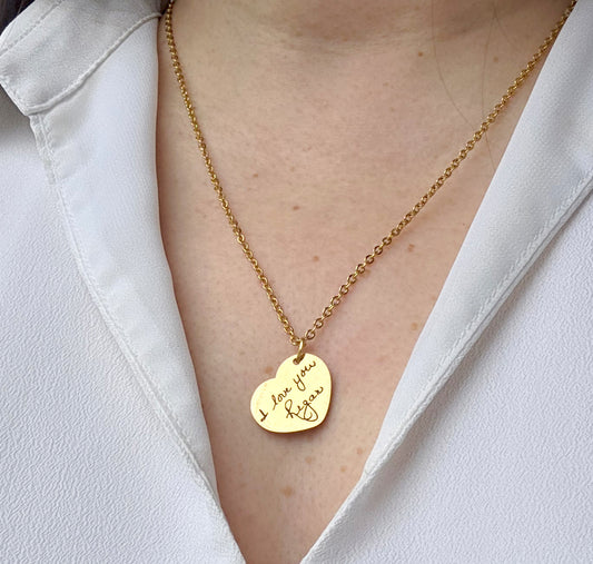 Actual handwriting heart necklace for girlfriend