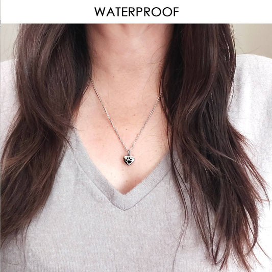 Dog paw print cremation heart urn necklace for ashes. - mobimomentos