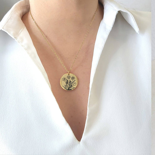 Custom birth flower bouquet necklace for mom. - mobimomentos