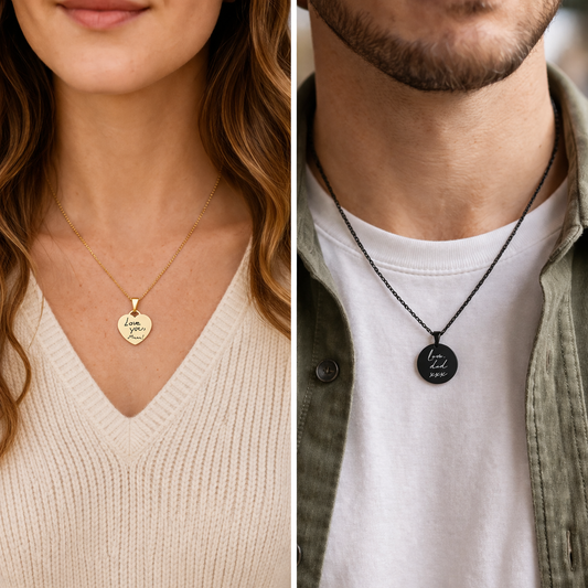 Collar de corazón con huella dactilar personalizado para ella