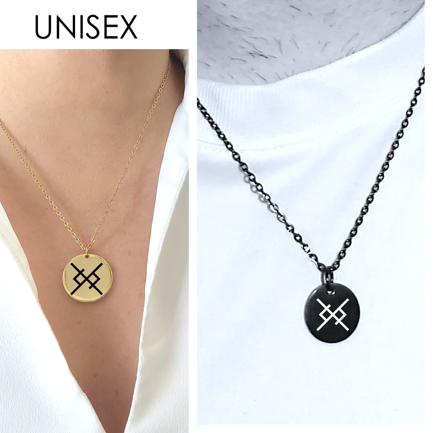 Viking love couples necklace for her and him, LGBT
