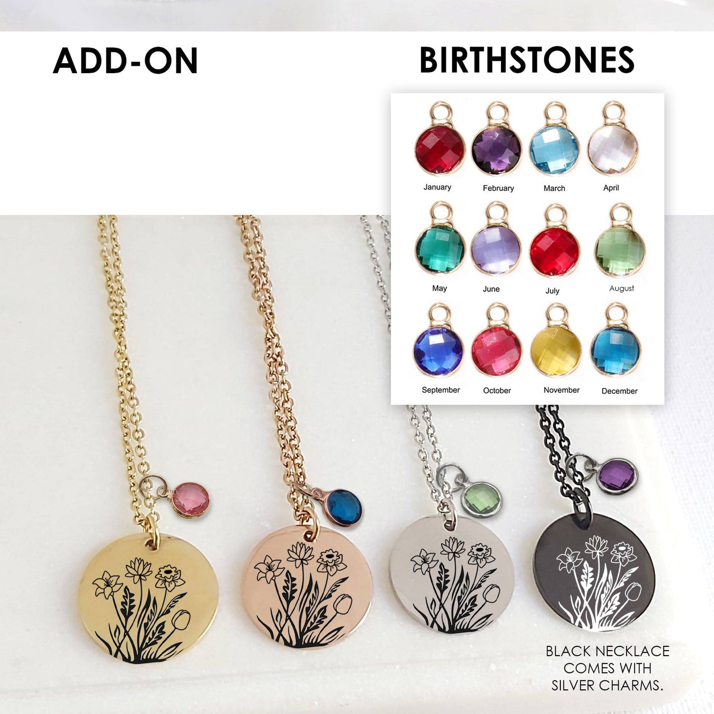 Custom birth flower bouquet necklace for mom. - mobimomentos
