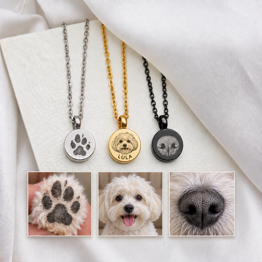 Their Print Stays Close Glass Pet Urn Necklace