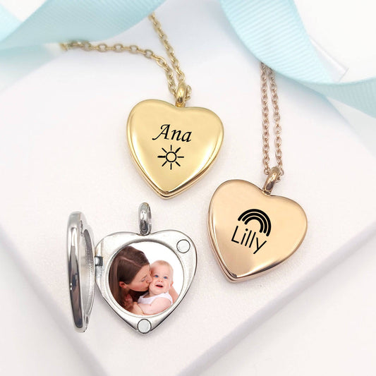 Heart locket for girls with photos. - mobimomentos