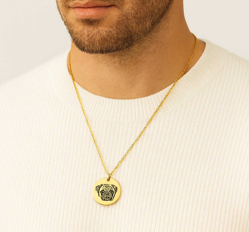 Custom pet portrait necklace for men an women