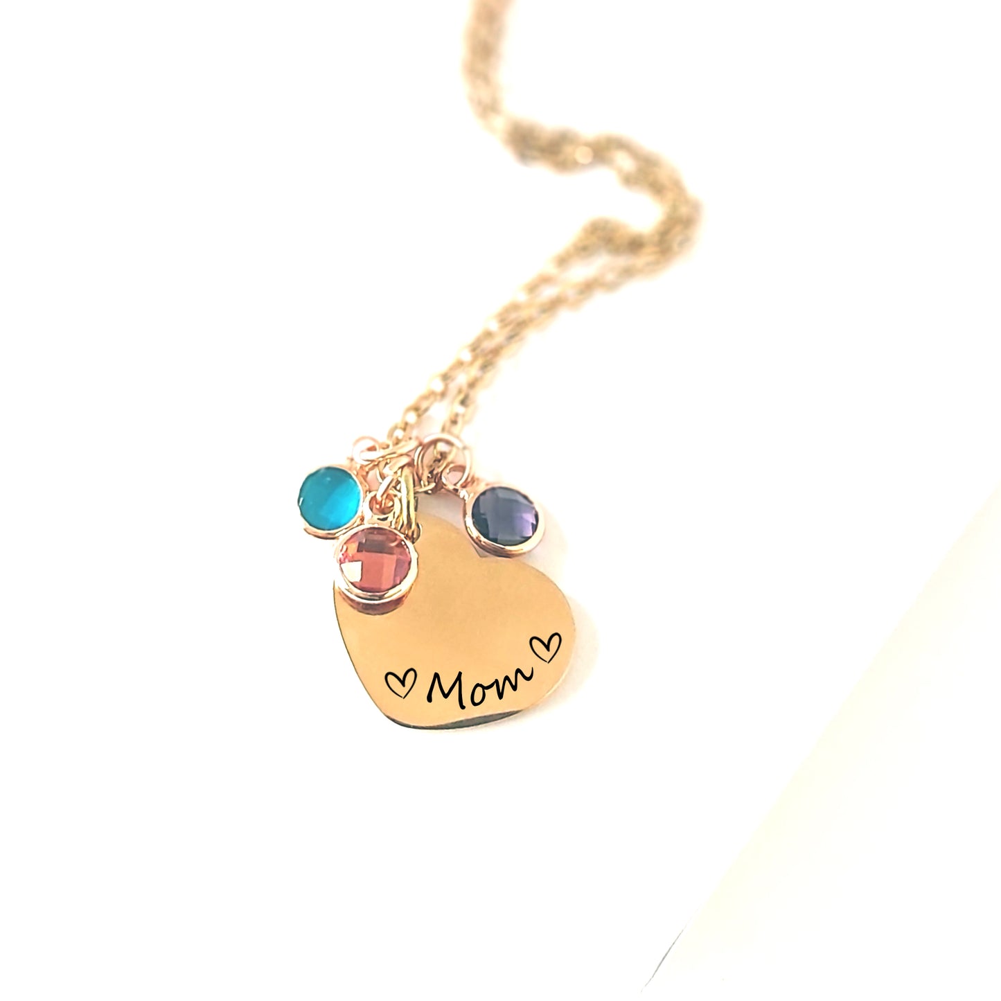 Grandma and mom heart necklace with kids birthstones.