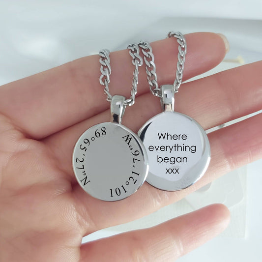 Custom coordinates necklace for men - mobimomentos