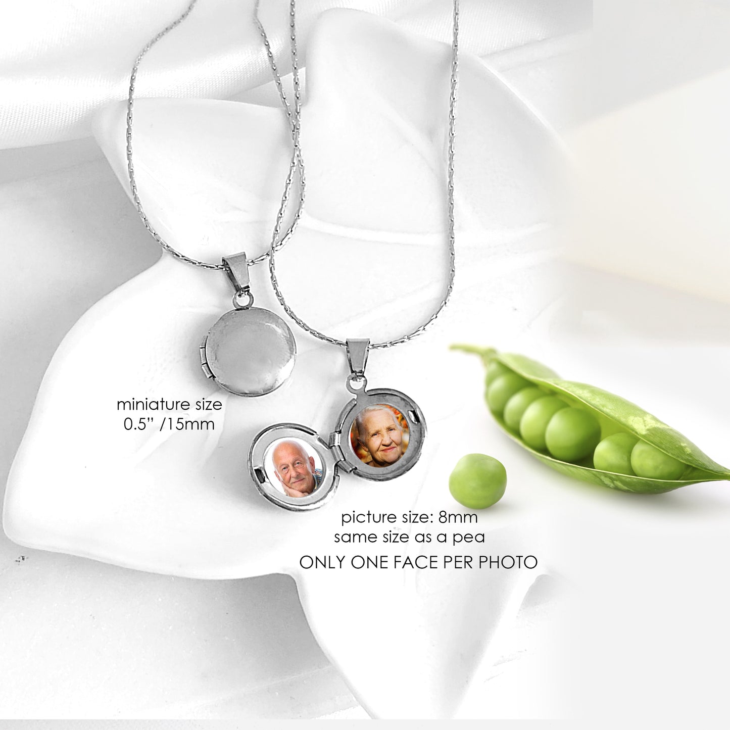 Memorial thumbprint mini locket with photos and engraving.